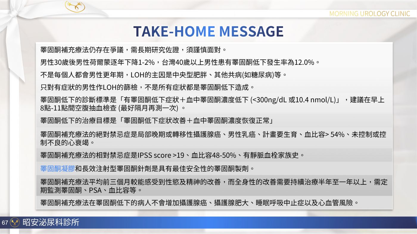 男性更年期與睪固酮補充 Testosterone replacement therapy 陳昭安醫師